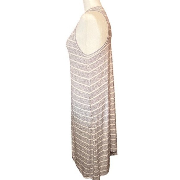 RACHEL Rachel Roy White and Gray Viscose striped Midi Razorback Tank Dress SM - Picture 3 of 12